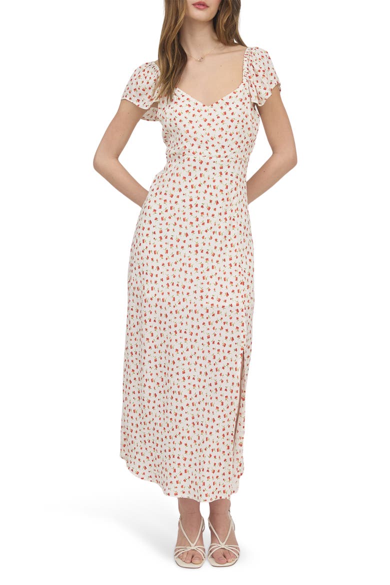 Floral Midi Dress, Main, color, CREAM