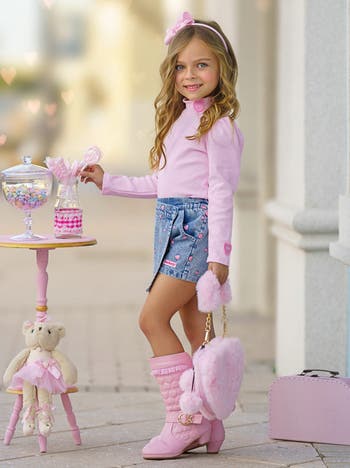 Sweethearts  Top and Denim Heart Skort Set