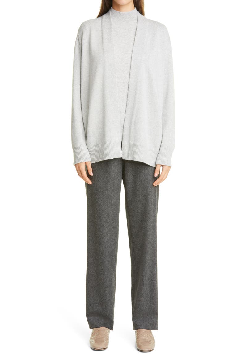 Metallic Trim Cashmere Mock Neck Sweater, Main, color, GREY HEATHER