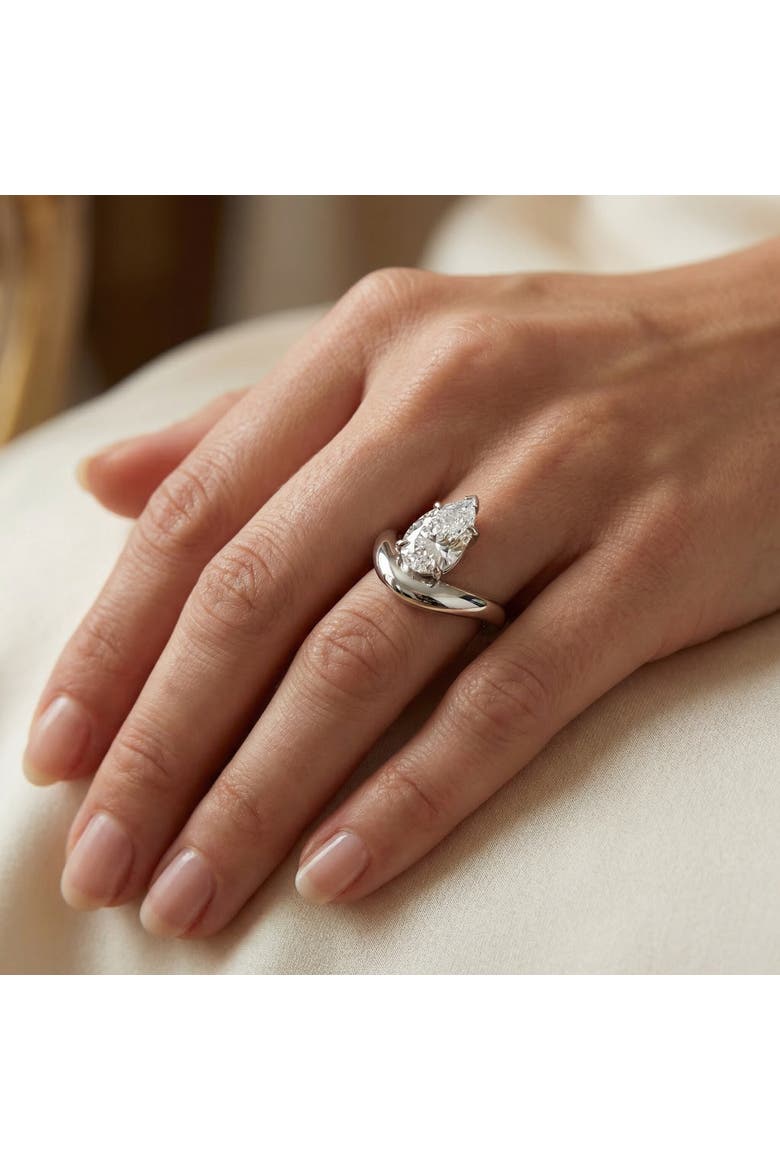 Certified 2Ct Minali Curved Pear Diamond Engagement Ring 14k Gold/Pt Lab Grown, Alternate, color, 14k White Gold