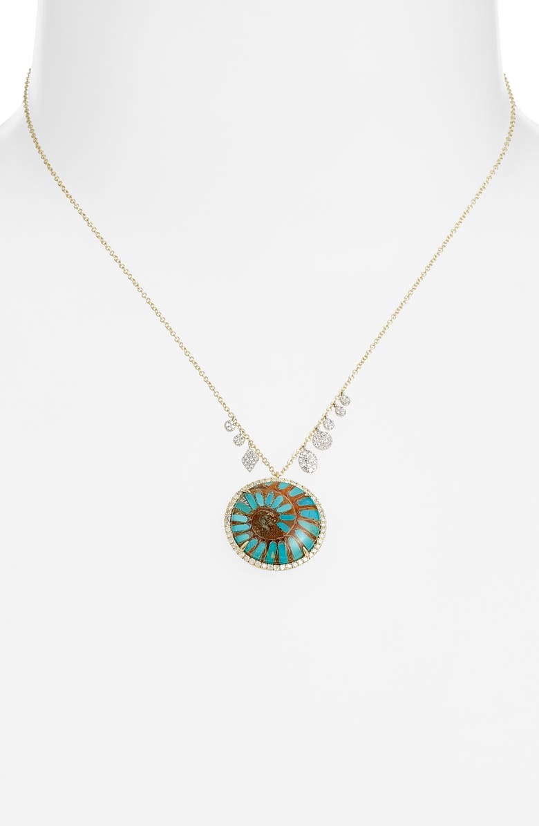 Meira T Amazonite Inlay Pendant Necklace, Alternate, color, Turquoise/ Gold