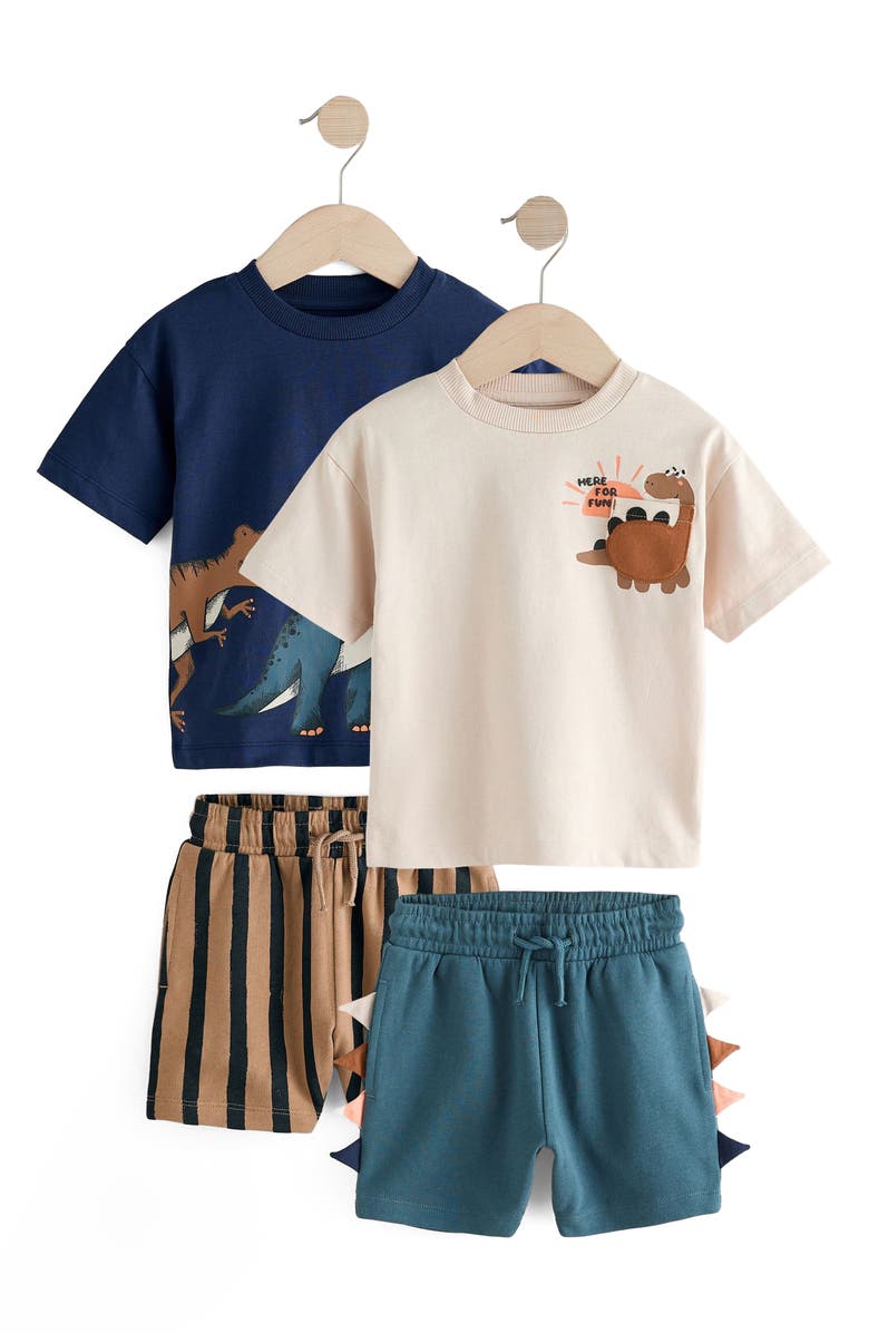 NEXT Kids' 4-Piece Mix & Match Dinosaur T-Shirt & Shorts Set, Main, color, 