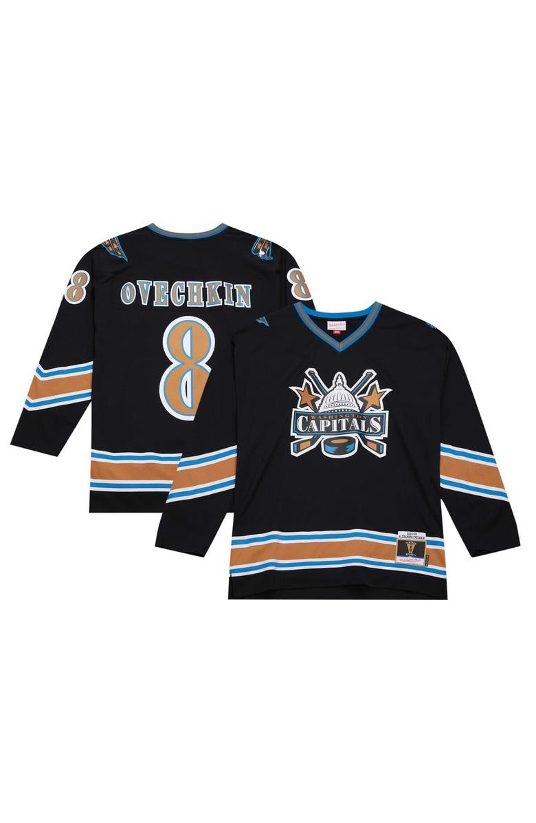 Mitchell & Ness Men's Mitchell & Ness Alexander Ovechkin Black Washington Capitals  2005/06 Blue Line Player Jersey, Main, color, 