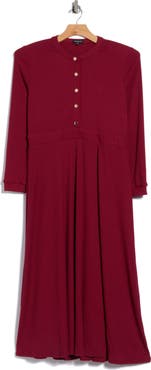 AREA STARS Ashton Rib Long Sleeve A-Line Dress