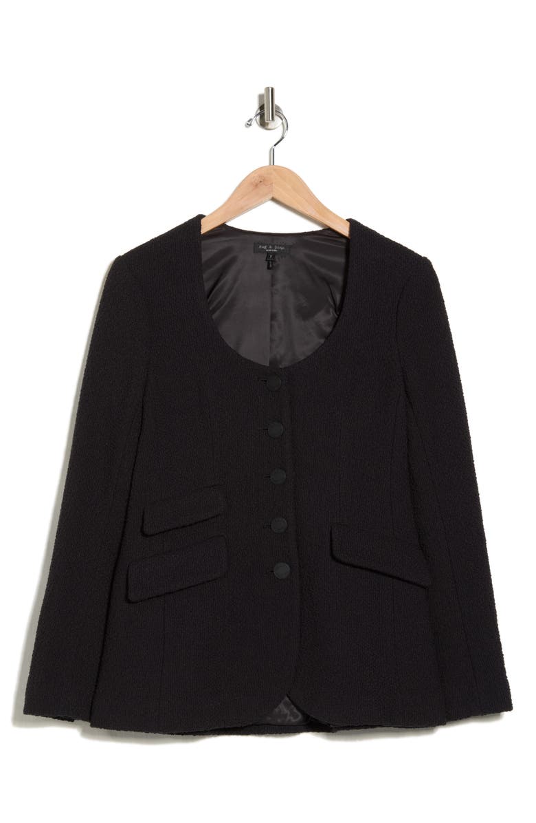 rag & bone Rosie Tweed Blazer, Alternate, color, Black