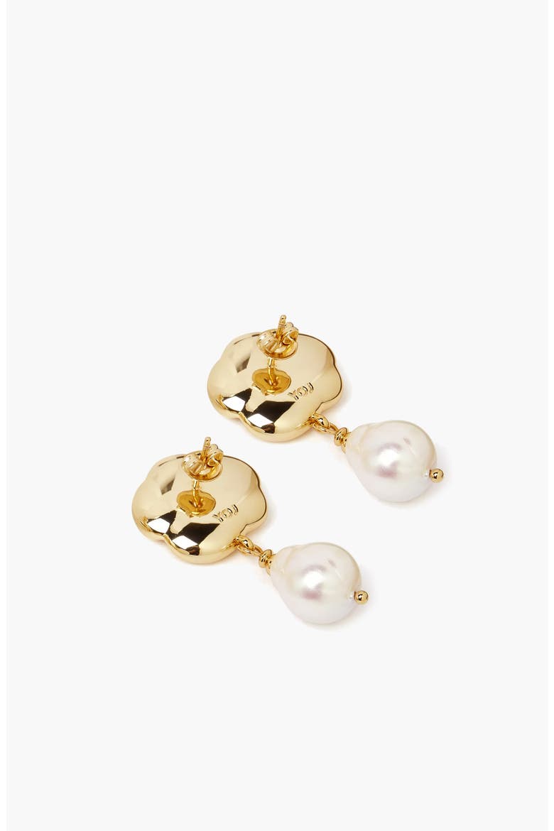 Rose Pearl Drop Earrings In Gold & Pearls, Alternate, color, Gold