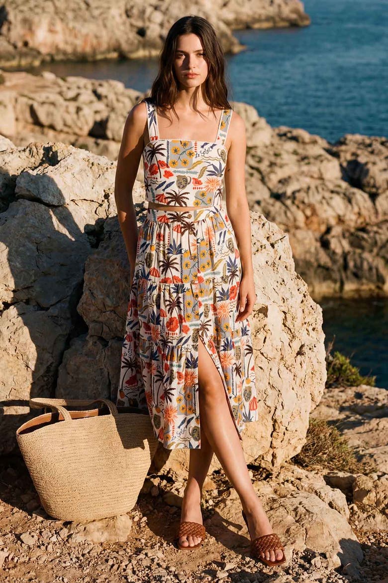 Joanna Tiered Maxi Skirt, Alternate, color, Riviera