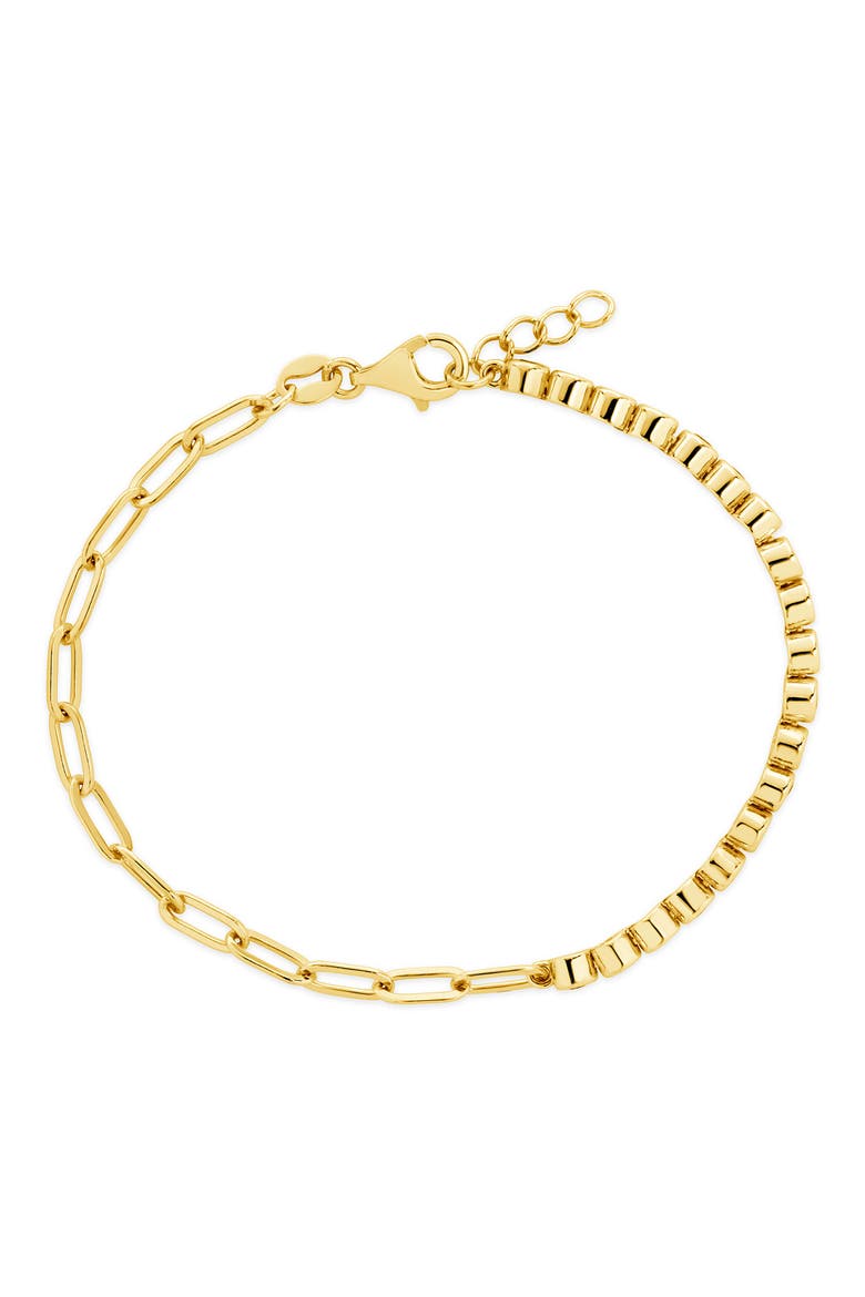 Cubic Zirconia Paper Clip Chain Tennis Bracelet, Alternate, color, GOLD