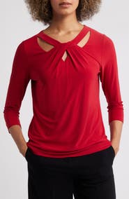 KASPER Sleeveless Twist Front Jersey Top