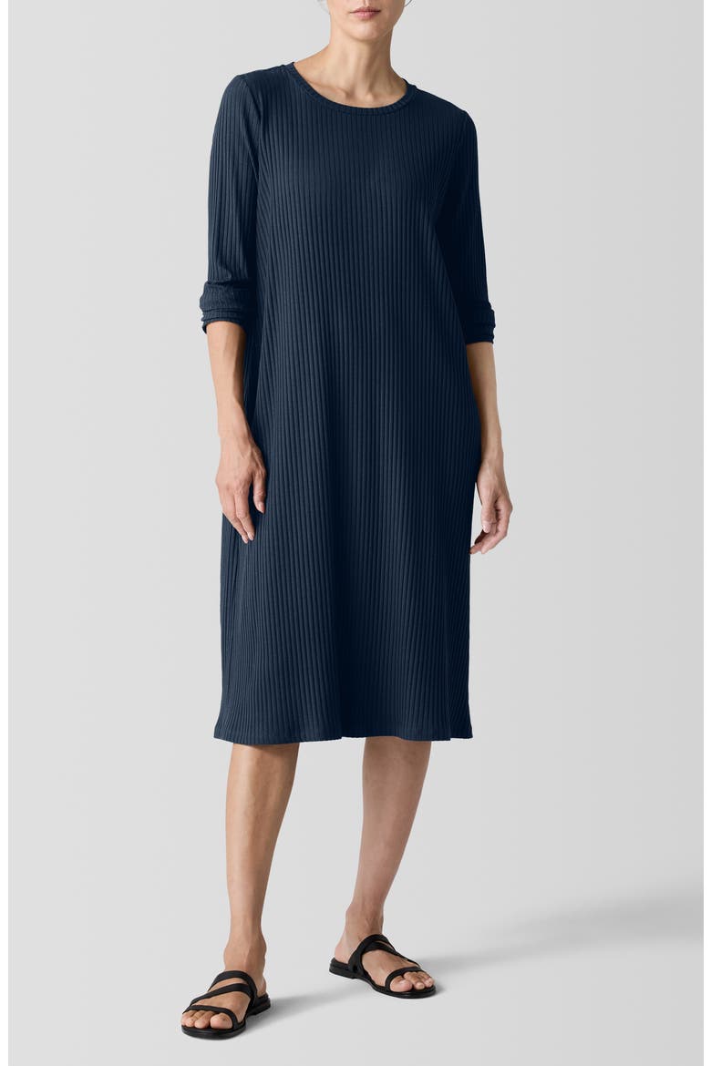 Long Sleeve Rib Dress, Main, color, DEEP ADRIATIC