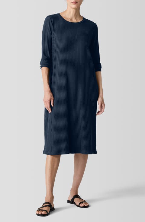 Long Sleeve Rib Dress (Regular & Petite)