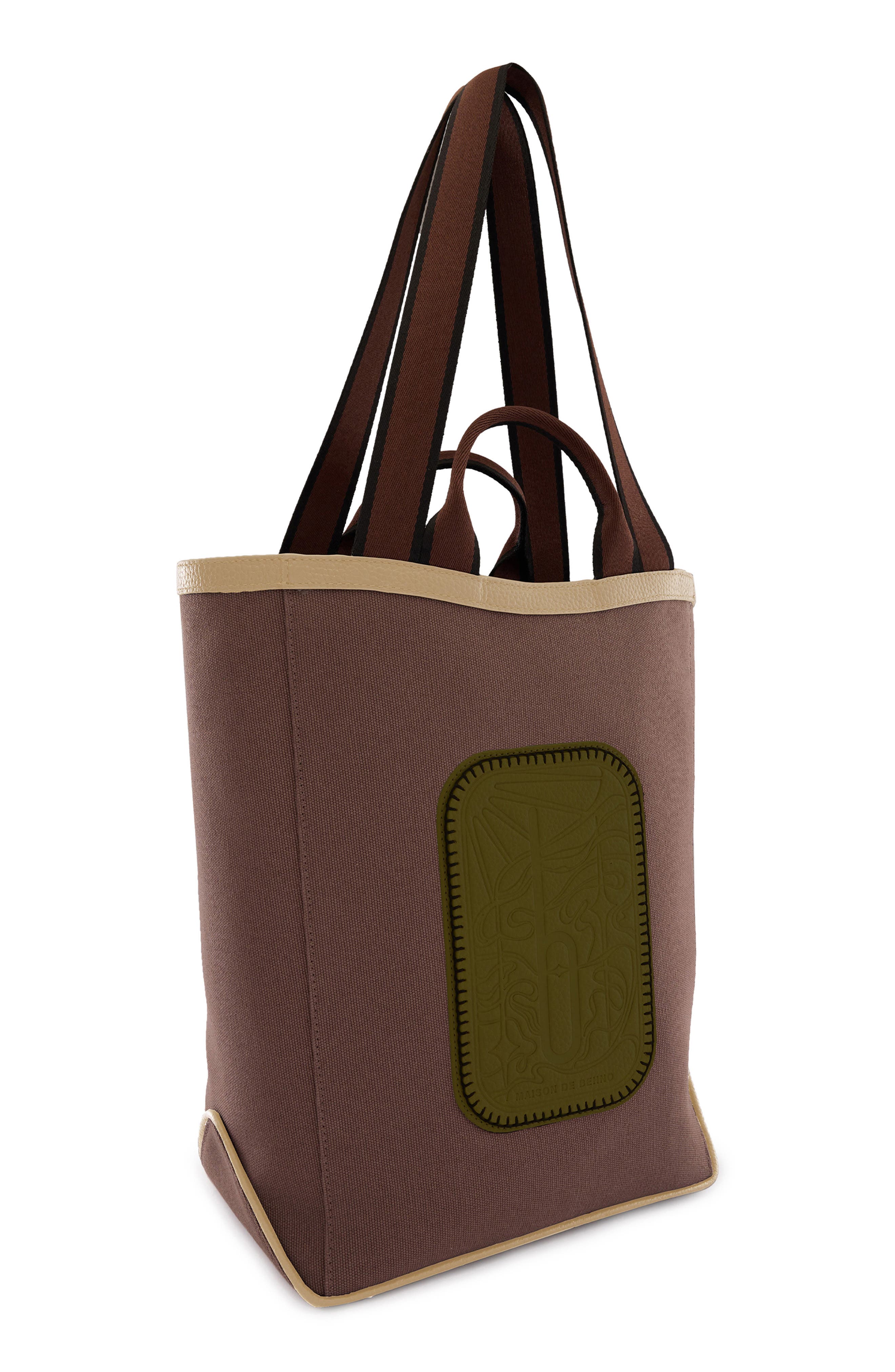 Maison Canvas Tote, Alternate, color, CACAO/ WOOD