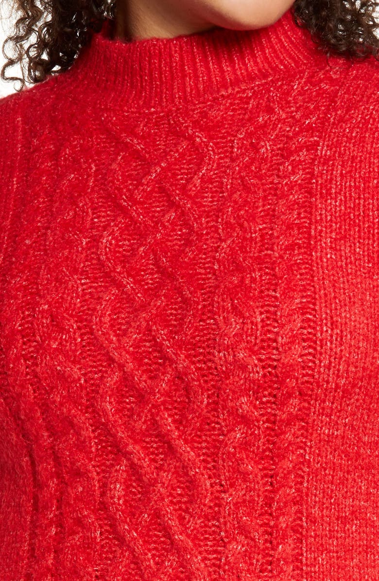 Halogen<sup>®</sup> x Atlantic-Pacific Mock Neck Cable Knit Sweater, Alternate, color, 