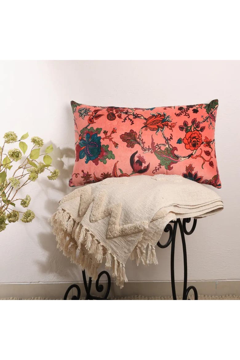 Velvet Eden Floral Pillow | Cotton Fabric, Alternate, color, Pink