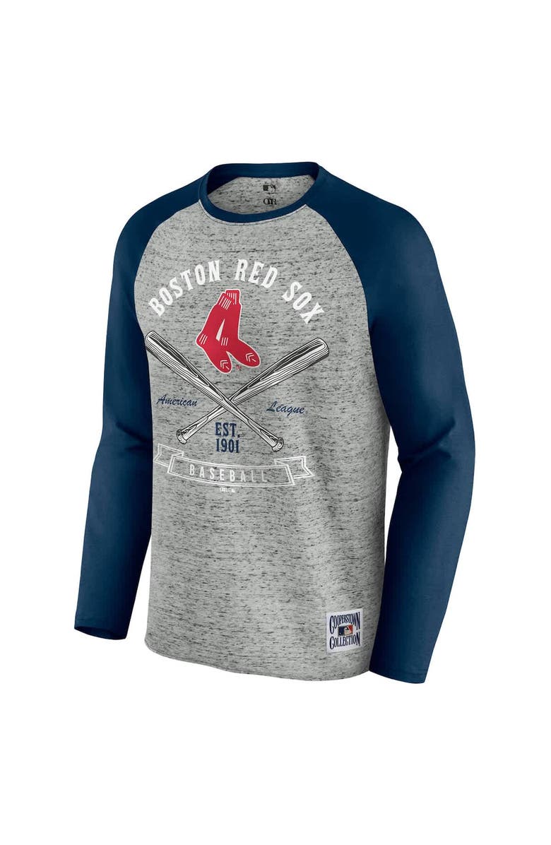 Darius Rucker Collection by Fanatics Men's Darius Rucker Collection by Fanatics Heather Gray Boston Red Sox Raw Edge Raglan Long Sleeve Baseball T-Shirt, Alternate, color, Heather Gray