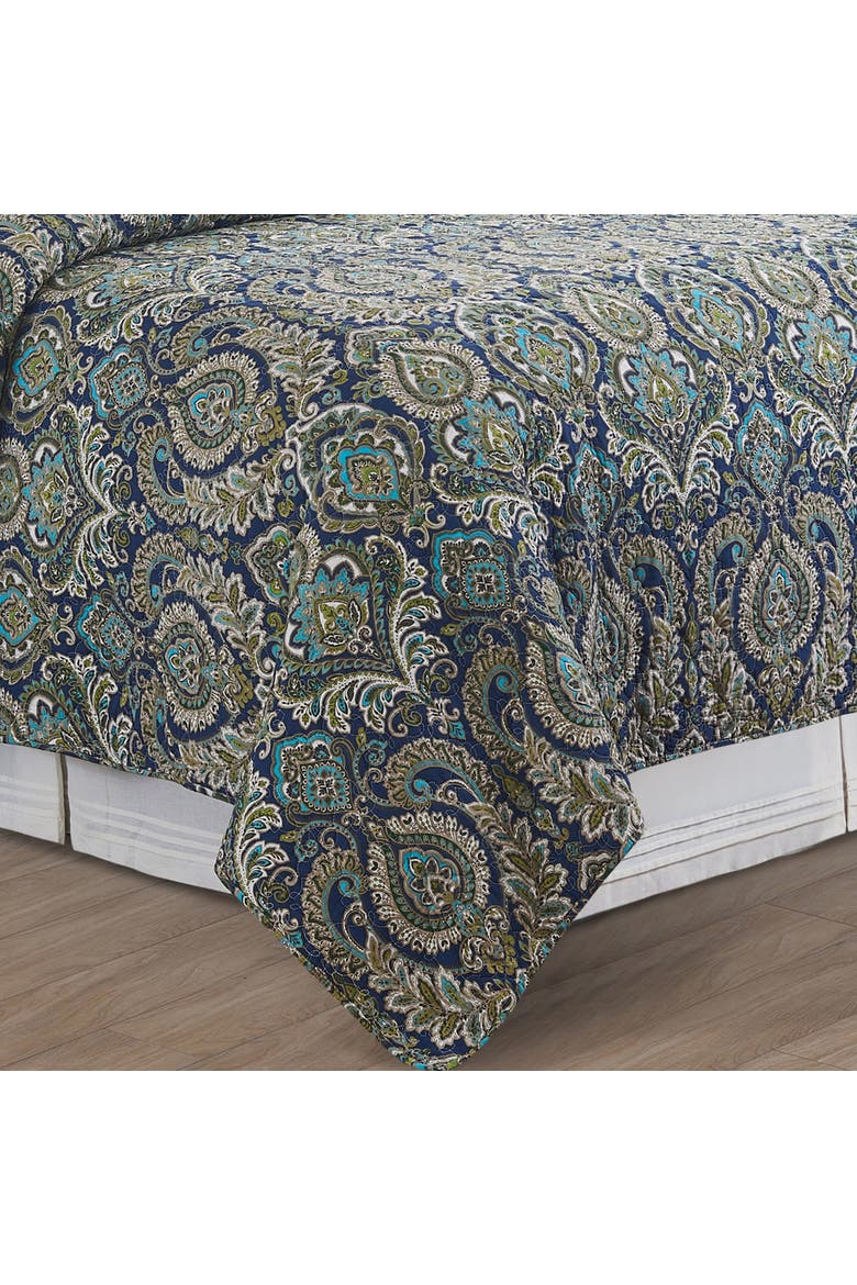 Kingstown Paisley Damask Quilt Set, Alternate, color, Green