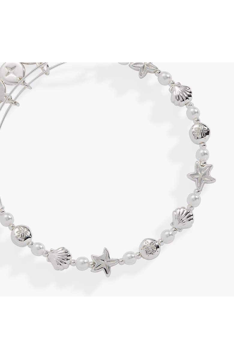 Alex and Ani Seaside Pearl Beaded Bangle, Alternate, color, Silver