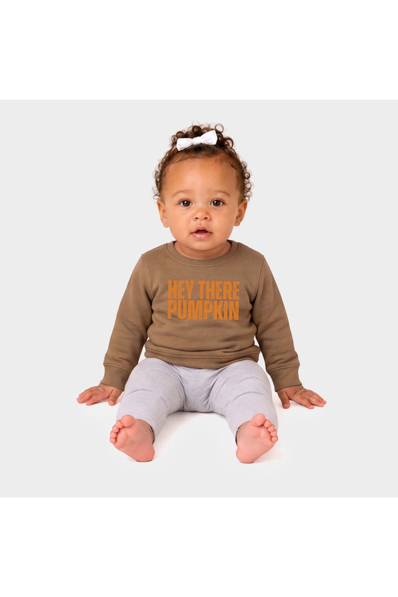 Hey There Pumpkin Distressed Infant Crew Fleece Sweatshirt, Alternate, color, Camel