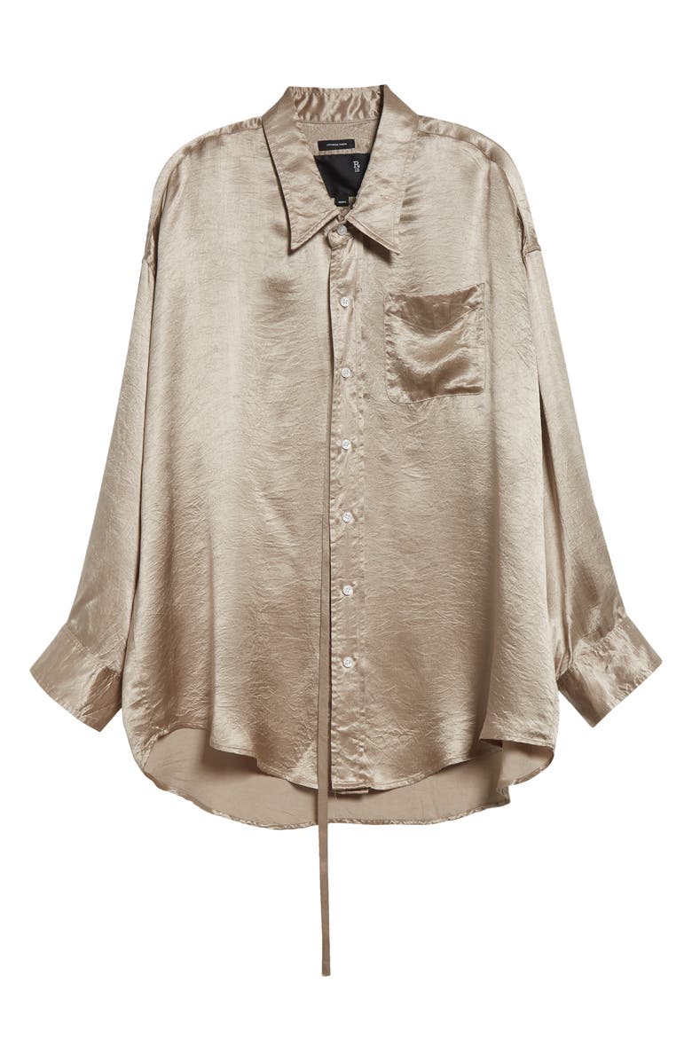 R13 Drop Neck Satin Button-Up Shirt with Strap, Alternate, color,