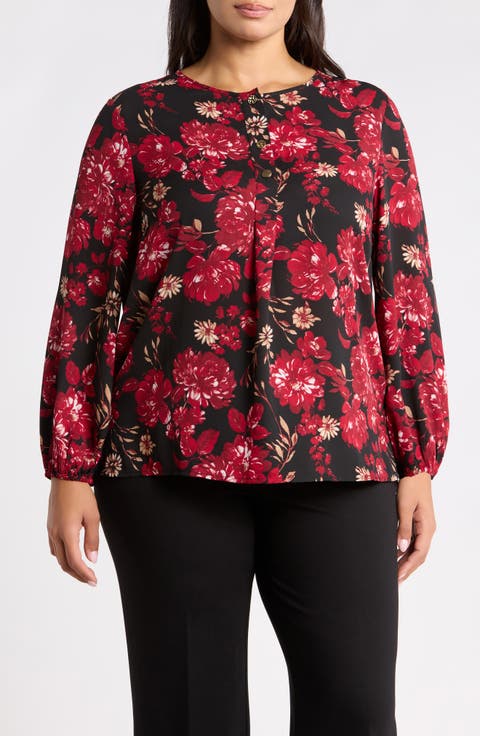 Floral Half Placket Top