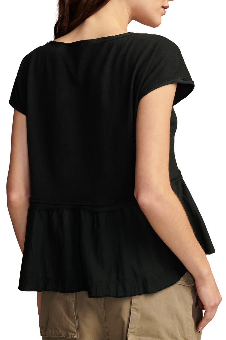 Mixed Media Henley Top, Alternate, color, JET BLACK