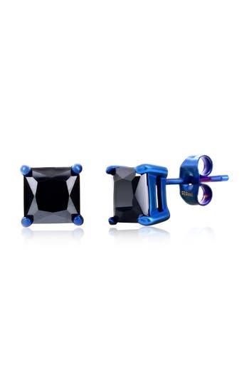 Blackjack 8mm Square Cubic Zirconia Stud Earrings