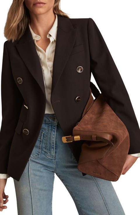 Lia Double Breasted Wool Blend Blazer