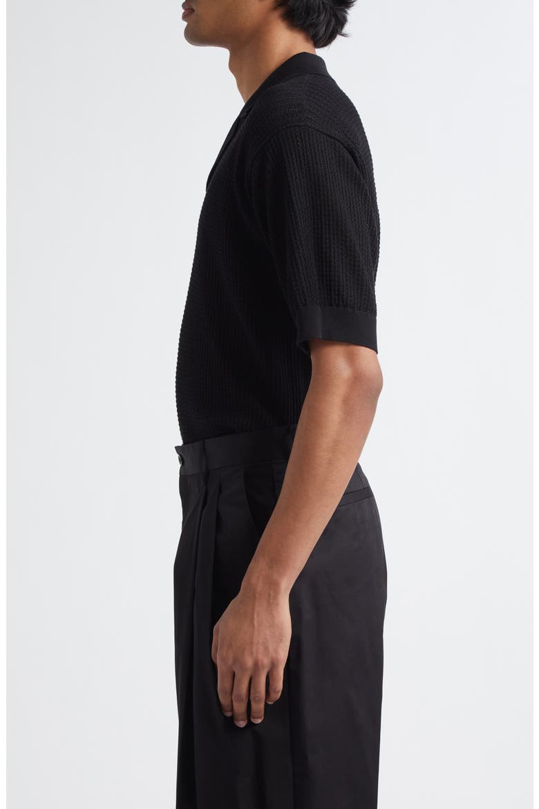 Ribbed Polo Sweater, Alternate, color, N0000 BLACK