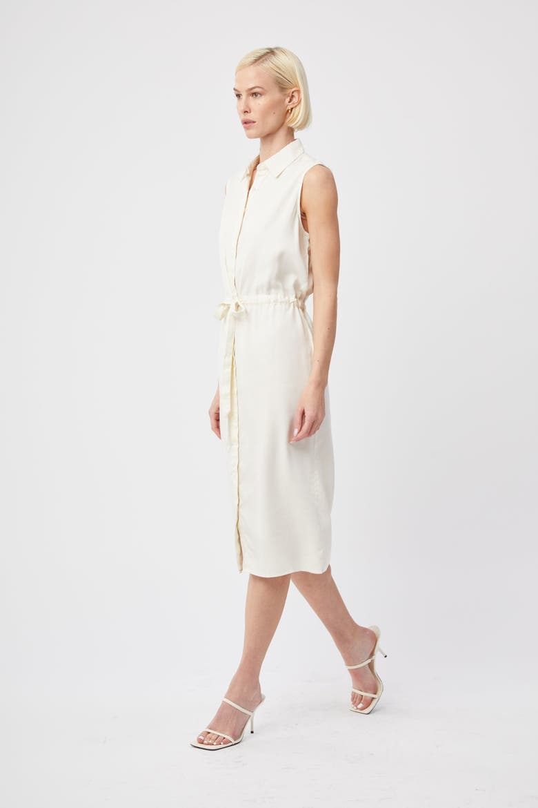 The Sleeveless Shirtdress w/ Tie Waist, Alternate, color, Cream Tencel