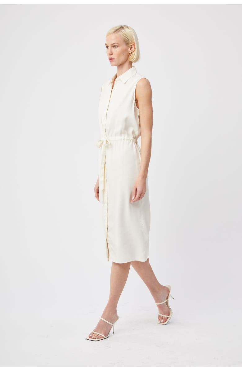 The Shirt The Sleeveless Shirtdress w/ Tie Waist, Alternate, color, Cream Tencel