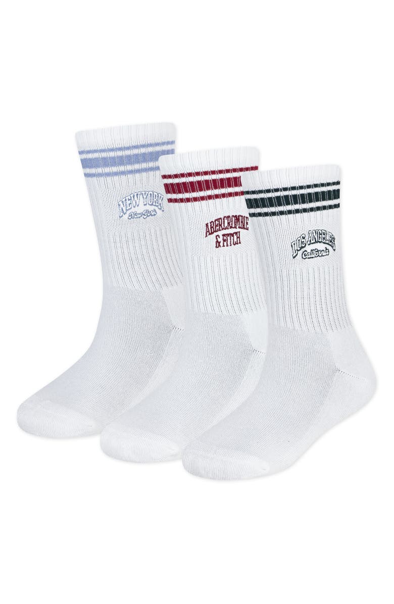 abercrombie kids Kids' Assorted 3-Pack Crew Socks, Main, color, Infinity
