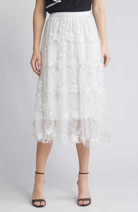 Audra Floral Appliqué Chiffon Maxi Skirt