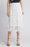 NIKKI LUND Audra Floral Appliqué Chiffon Maxi Skirt