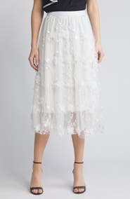 NIKKI LUND Audra Floral Appliqué Chiffon Maxi Skirt
