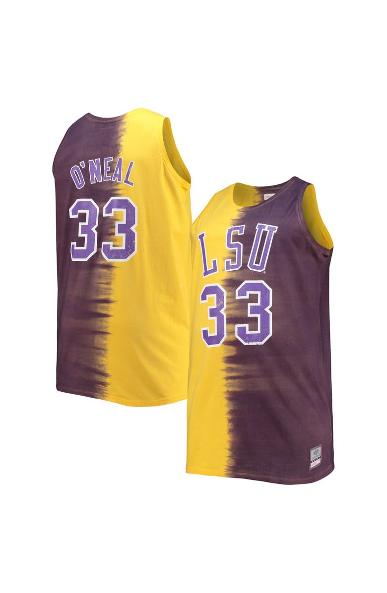 Mitchell & Ness Men's Mitchell & Ness Shaquille O'Neal Purple/Gold LSU Tigers Big & Tall Player Tie-Dye Jersey, Main, color, 