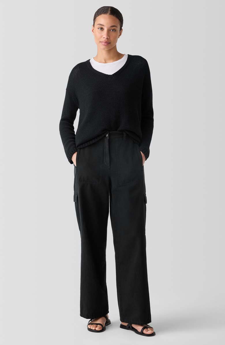 Eileen Fisher Organic Cotton Wide Leg Cargo Pants, Alternate, color,