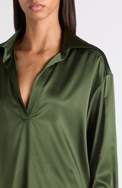 Tom Ford Stretch Silk Satin Polo In Green