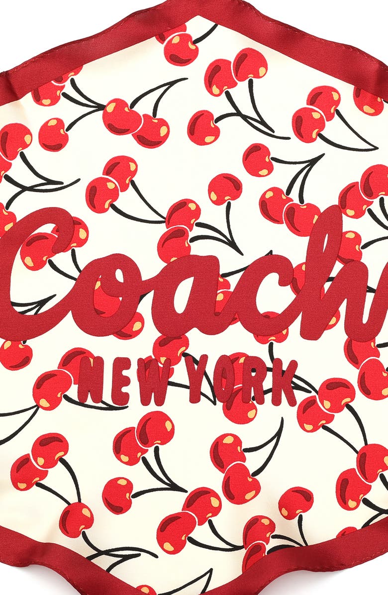 COACH Cherries Swirl Print Diamond Silk Scarf, Alternate, color, 