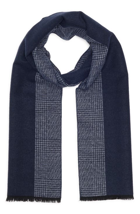 Contrast Check Stripe Recycled Polyester & Silk Scarf