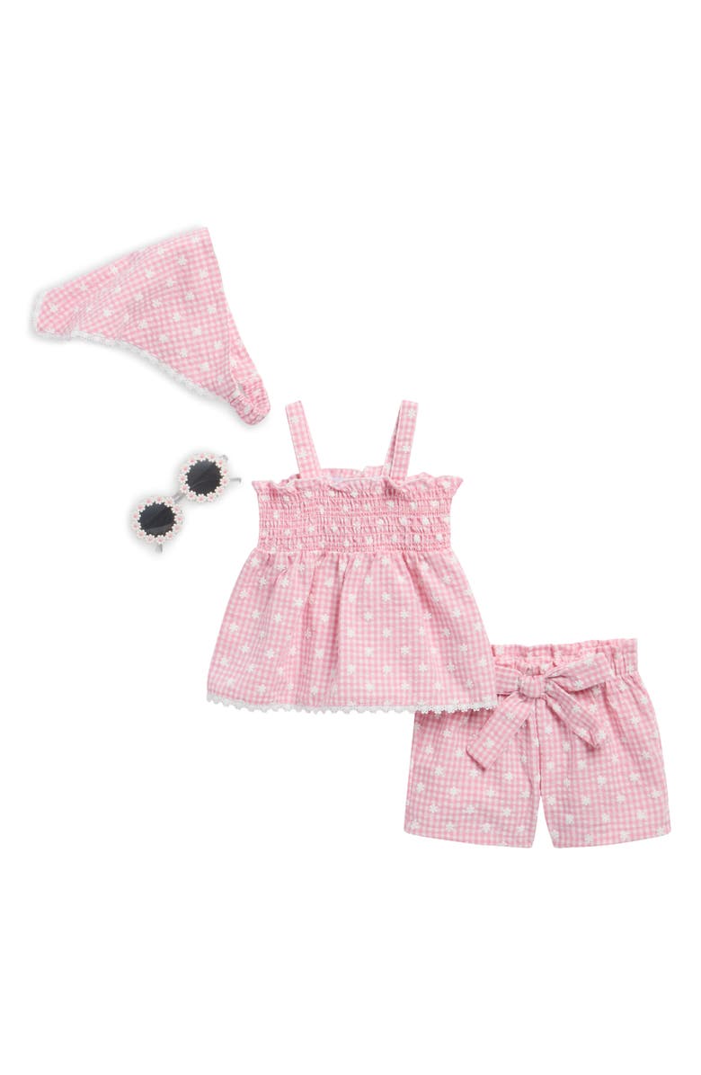 Rachel Zoe Seersucker Tank, Shorts, Headband & Sunglasses Set, Main, color, Pink