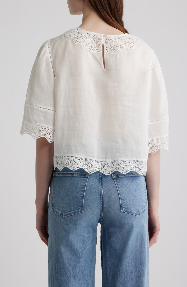 FRAME The Embroidered Ramie Top, Alternate, color, White