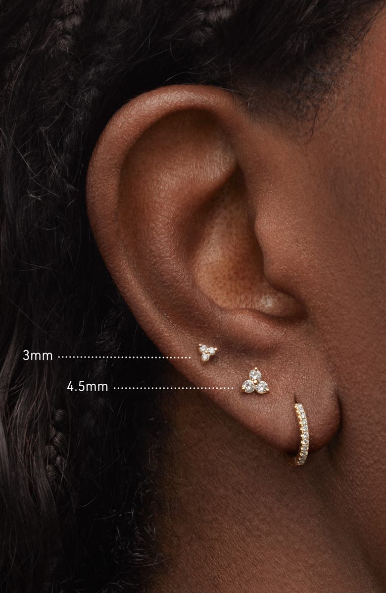 MARIA TASH Diamond Trinity Threaded Stud Earring, Alternate, color, White Gold