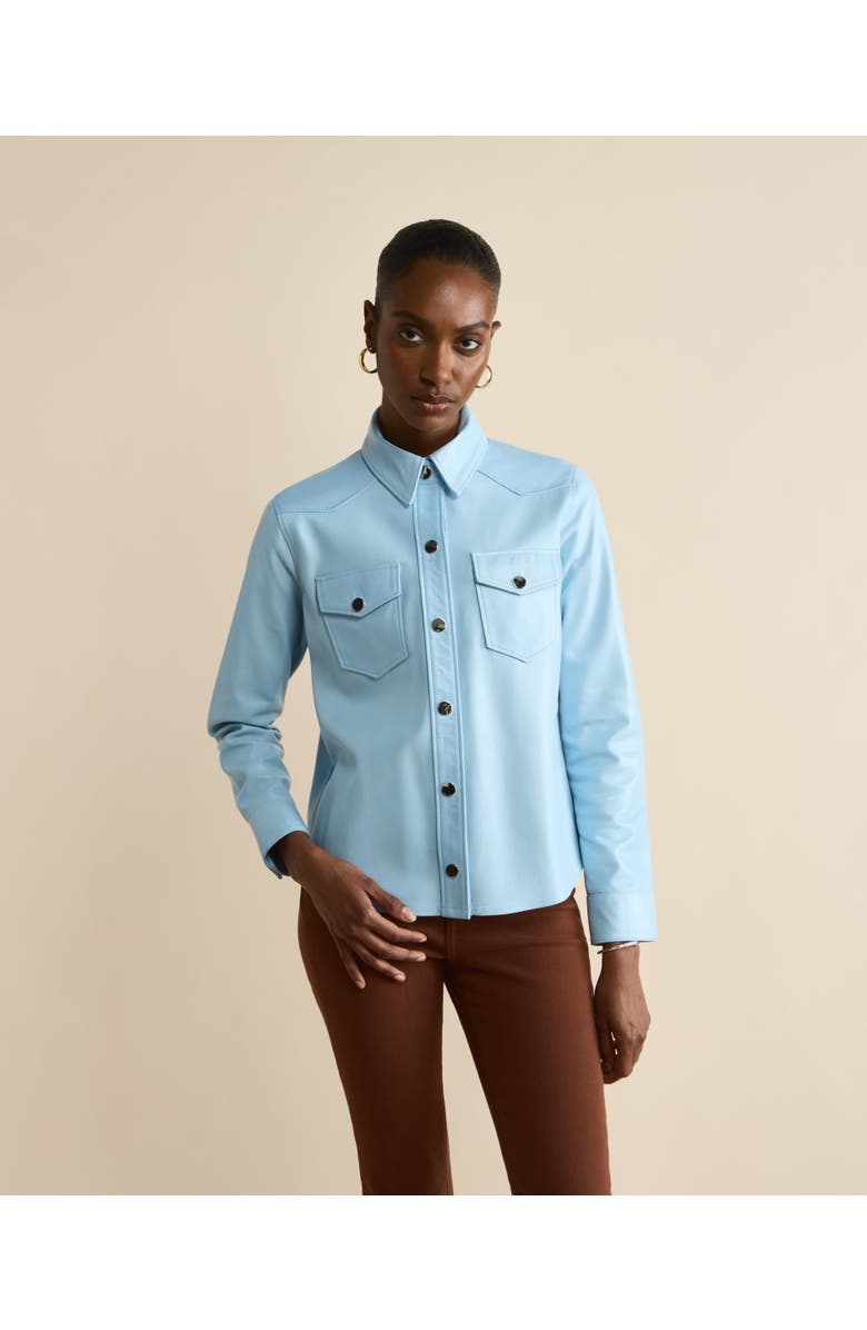 FURNIQ UK LLC Leather Shirt Jacket, Alternate, color, Blue