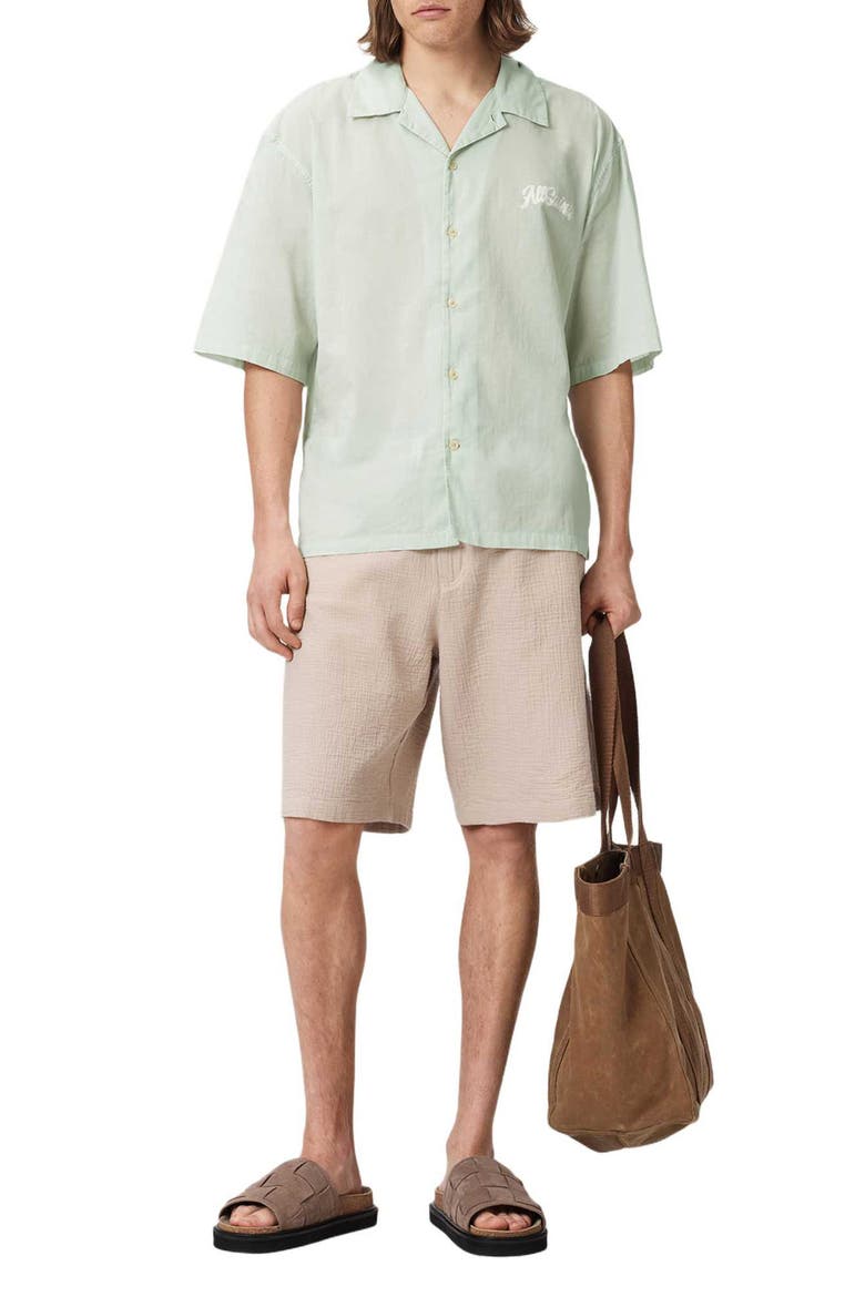 Odyssey Oversize Cotton Button-Up Camp Shirt, Alternate, color, POWDERED GREEN