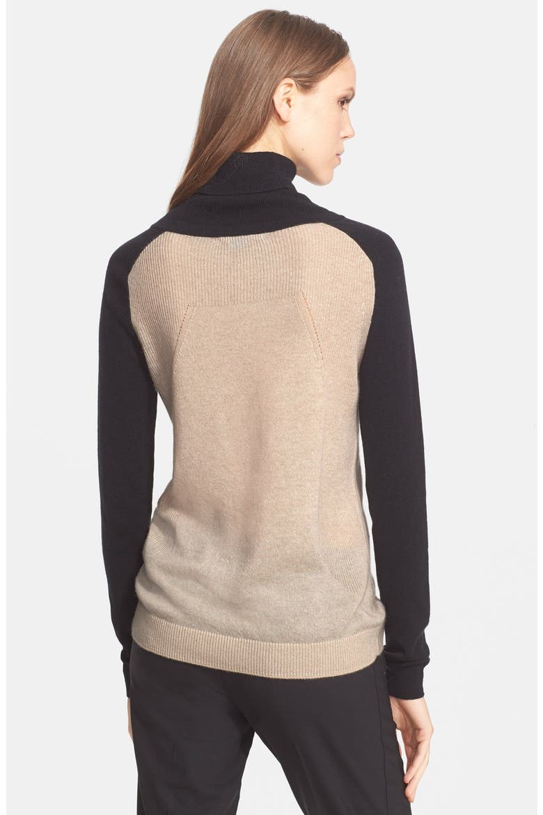 Colorblock Turtleneck Sweater, Alternate, color, HEATHER KHAKI/ BLACK