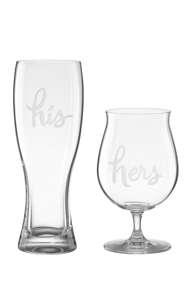 Kate Spade New York his & hers set of 2 crystal beer glasses, Main, color,