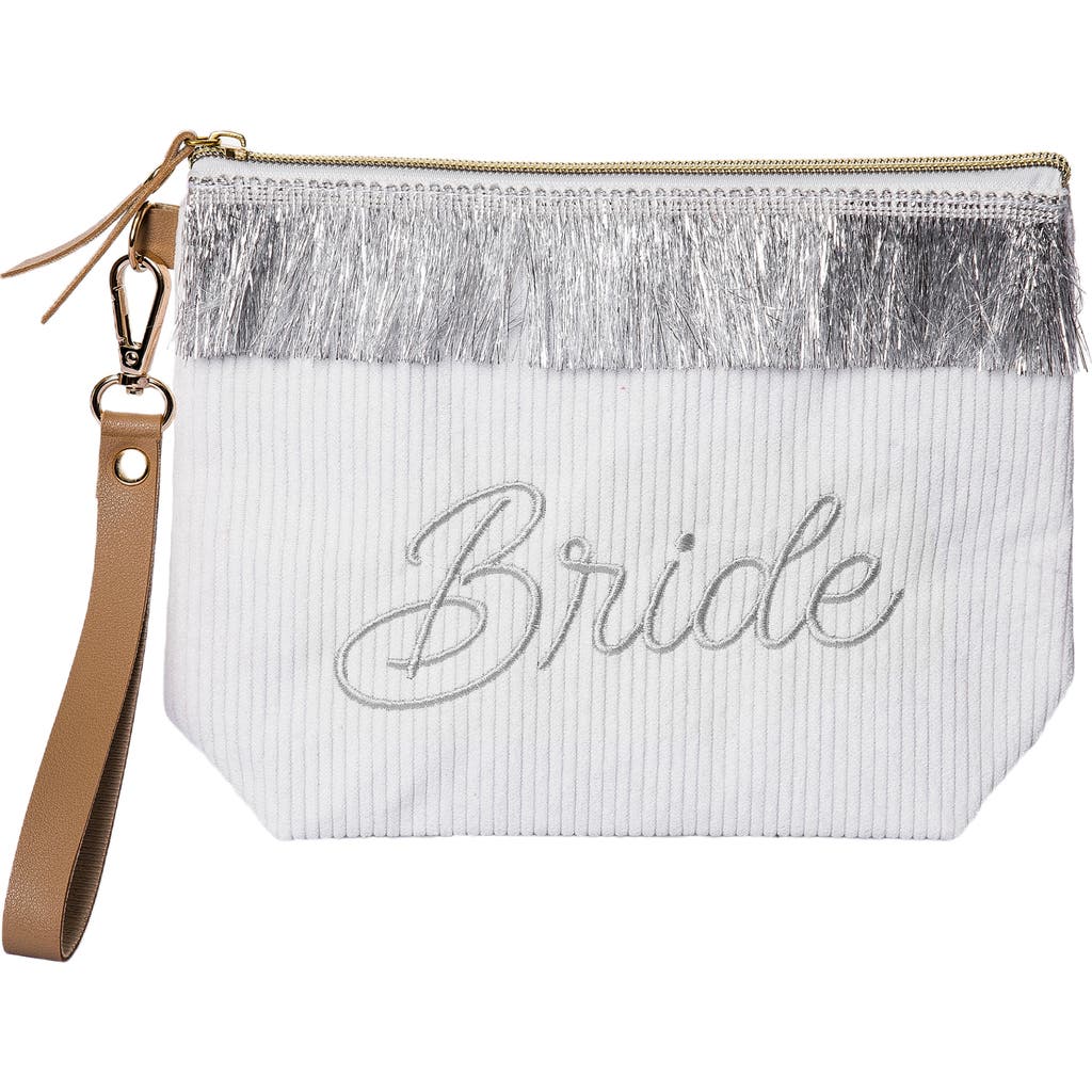 Totalee Gift Bride Corduroy Bag W/ Fringe Polyester Clear In White