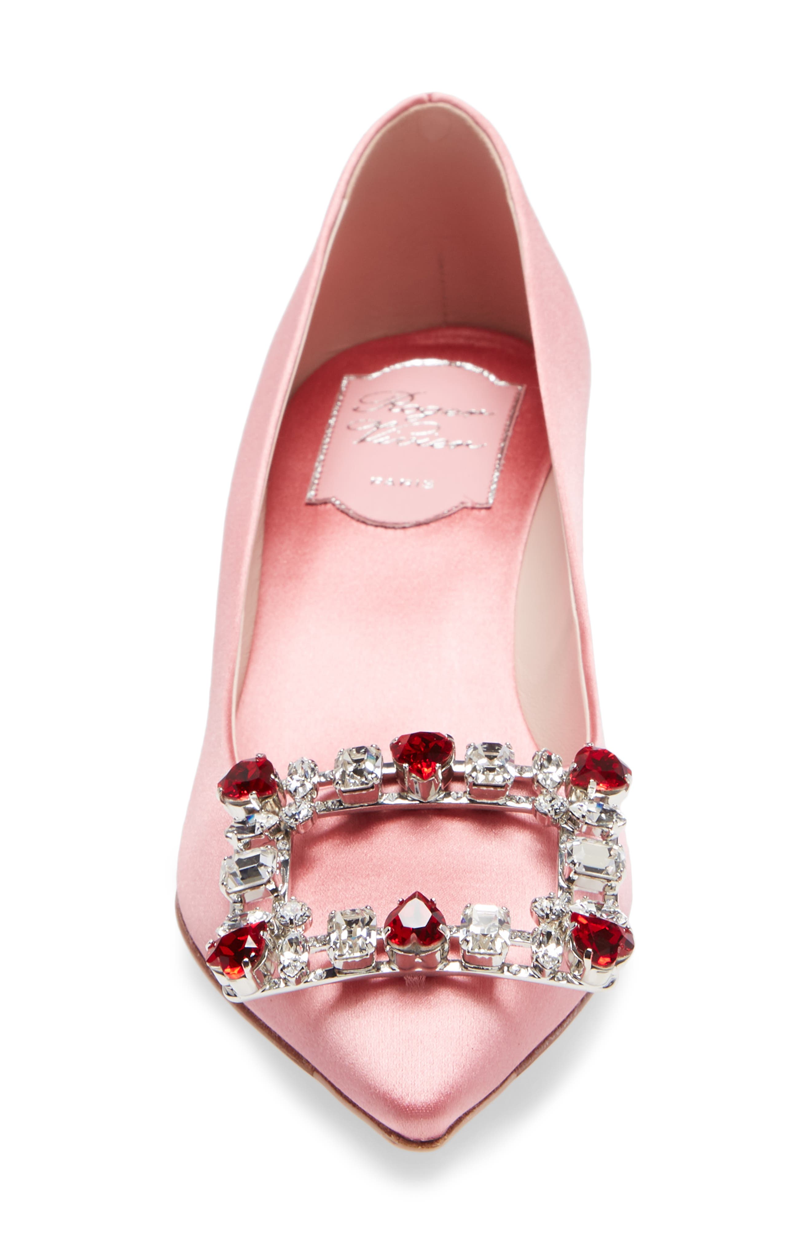 Roger Vivier Brochamour Crystal Heart Buckle Pointed Toe Pump, Alternate, color, 