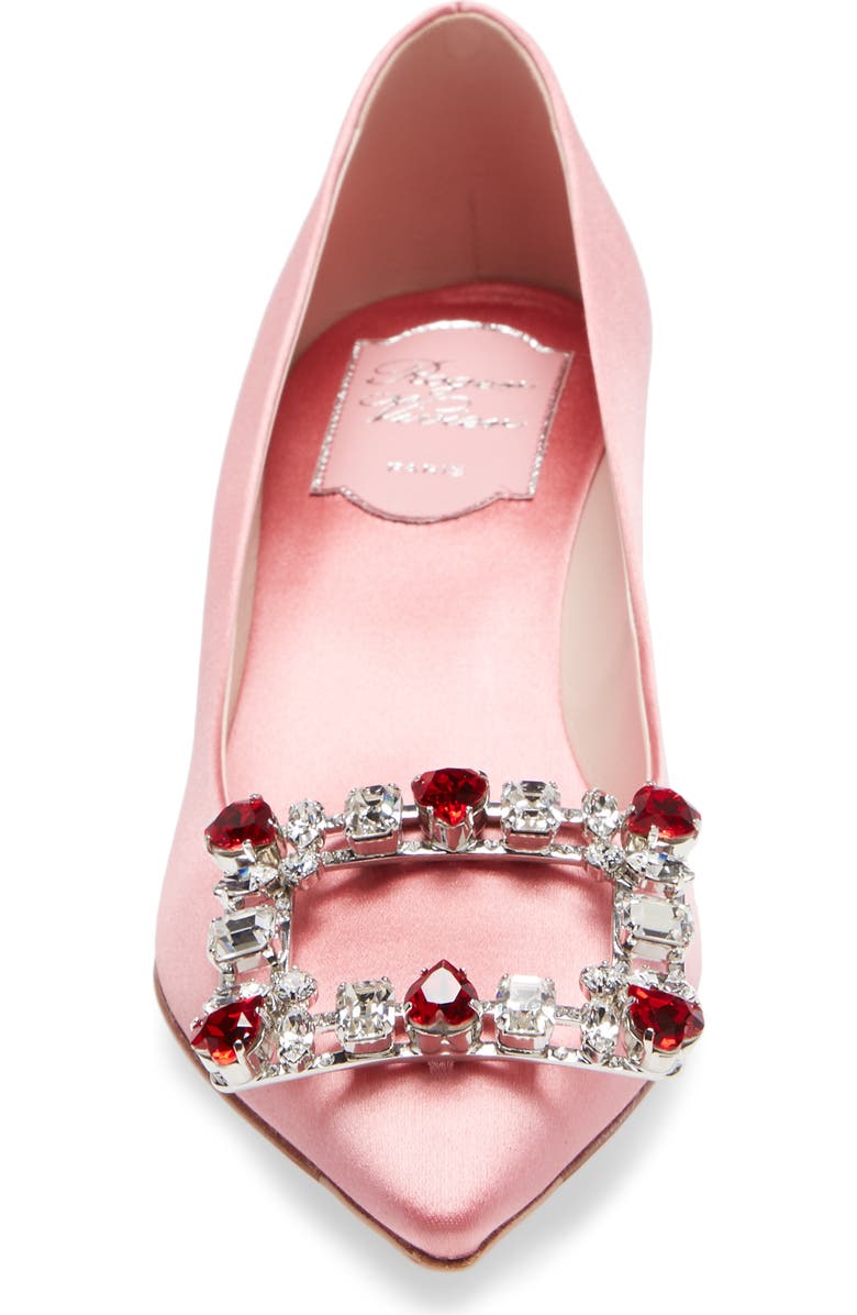 Roger Vivier Brochamour Crystal Heart Buckle Pointed Toe Pump, Alternate, color,