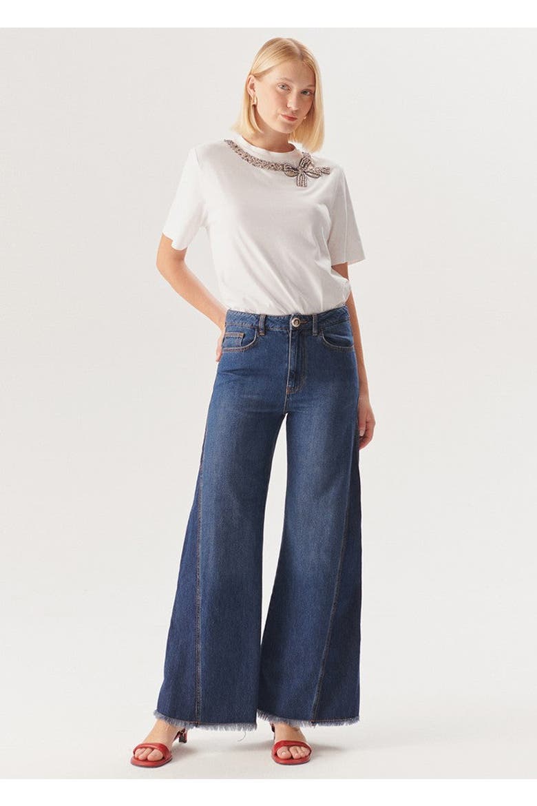 Lola Raw Wide Leg Denim Pant, Main, color, INDIGO